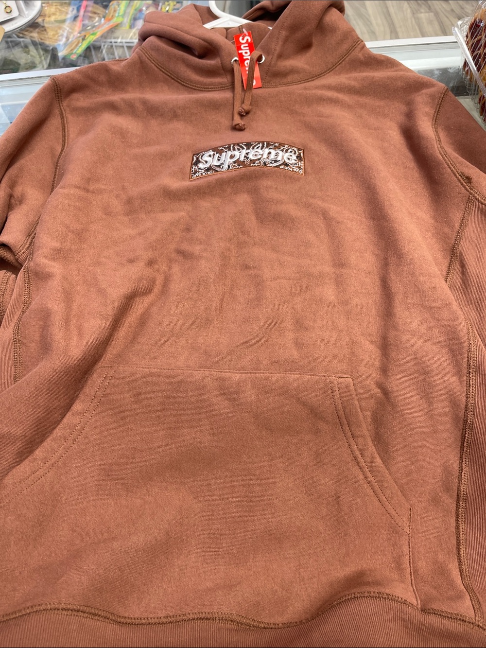 Supreme Brown Paisley Box Logo Hoodie - Men's Pullover